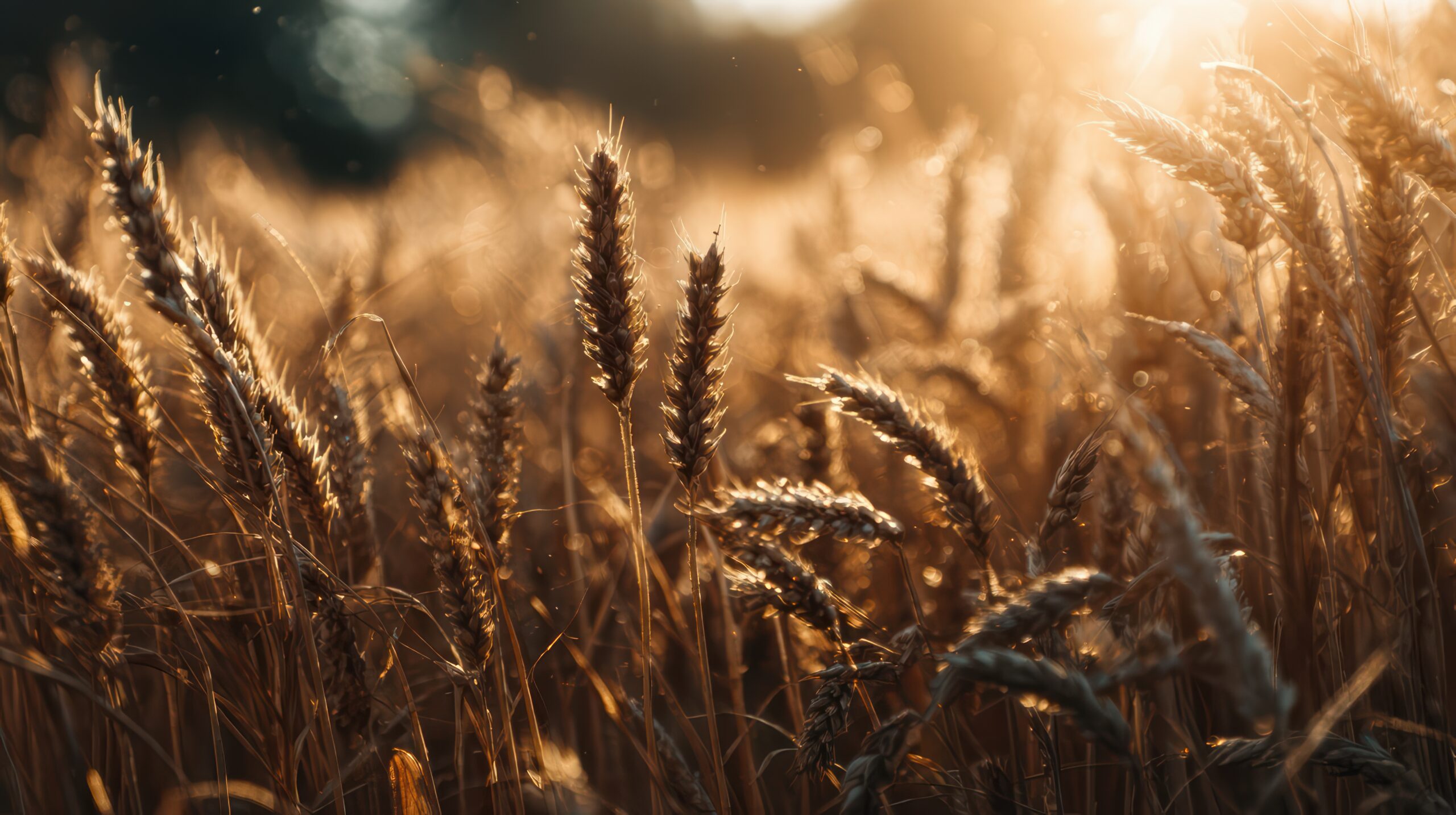 Golden Wheat Field Bathed Sunset Light
