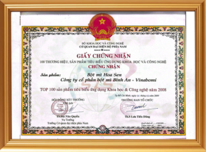 GiayChungNhanSPBotMiHoaSent
